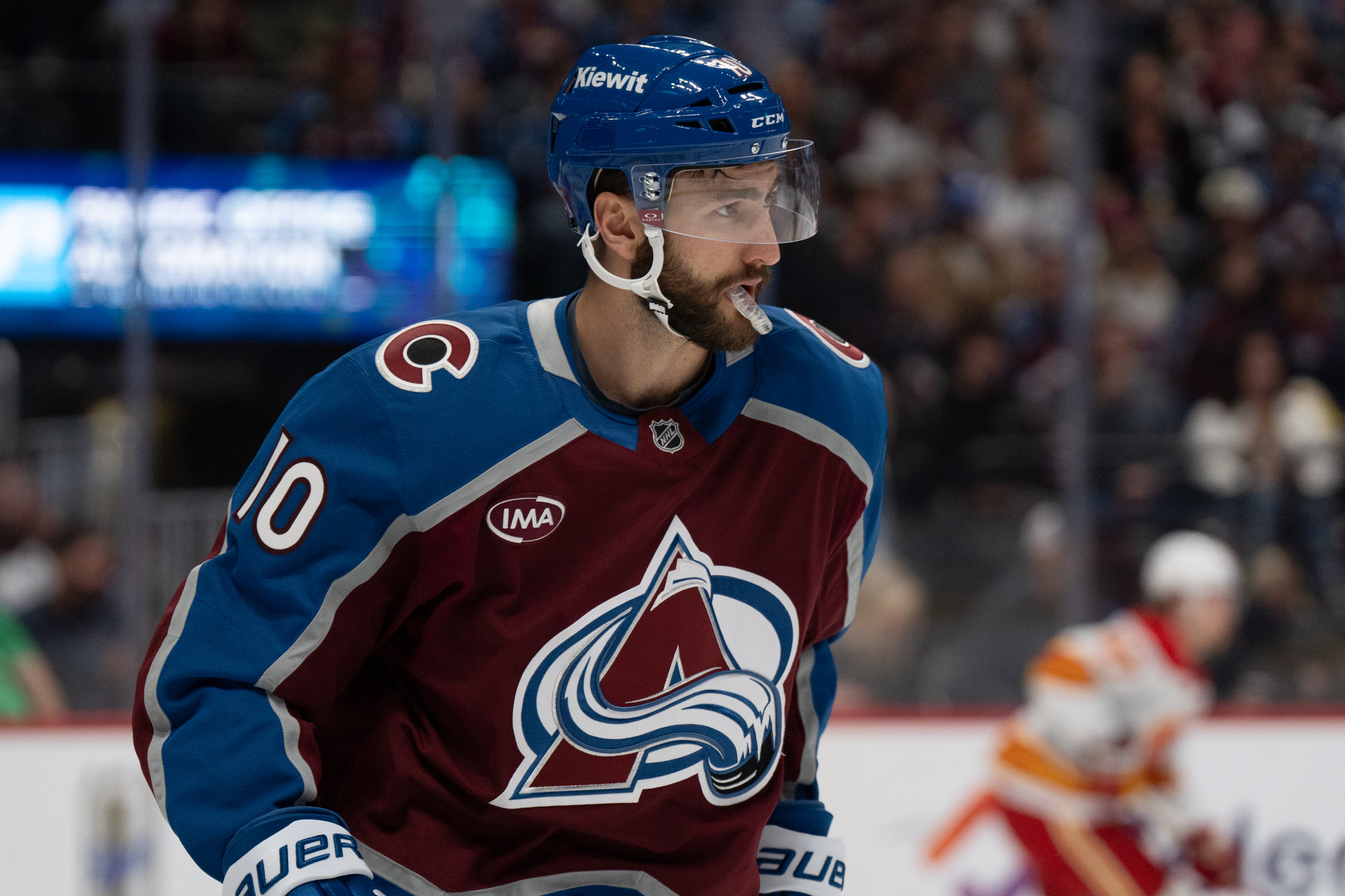Nic Roy in Avs burgundy jersey